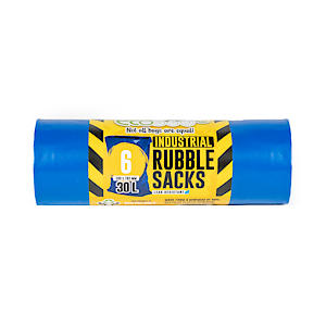 Ecobag - 6 Pack Blue Rubble Bags - 30L - 80 Microns