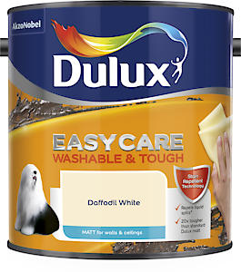 Dulux Easycare Matt Emulsion Paint For Walls And Ceilings Daffodil White 2.5L