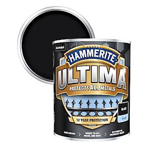 Hammerite Ultima Metal Paint Smooth Black 750Ml, (Pack Of 1), Hmmumsbl750