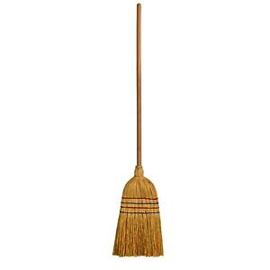 Elliott Traditional Wooden Straw Corn Broom Brown