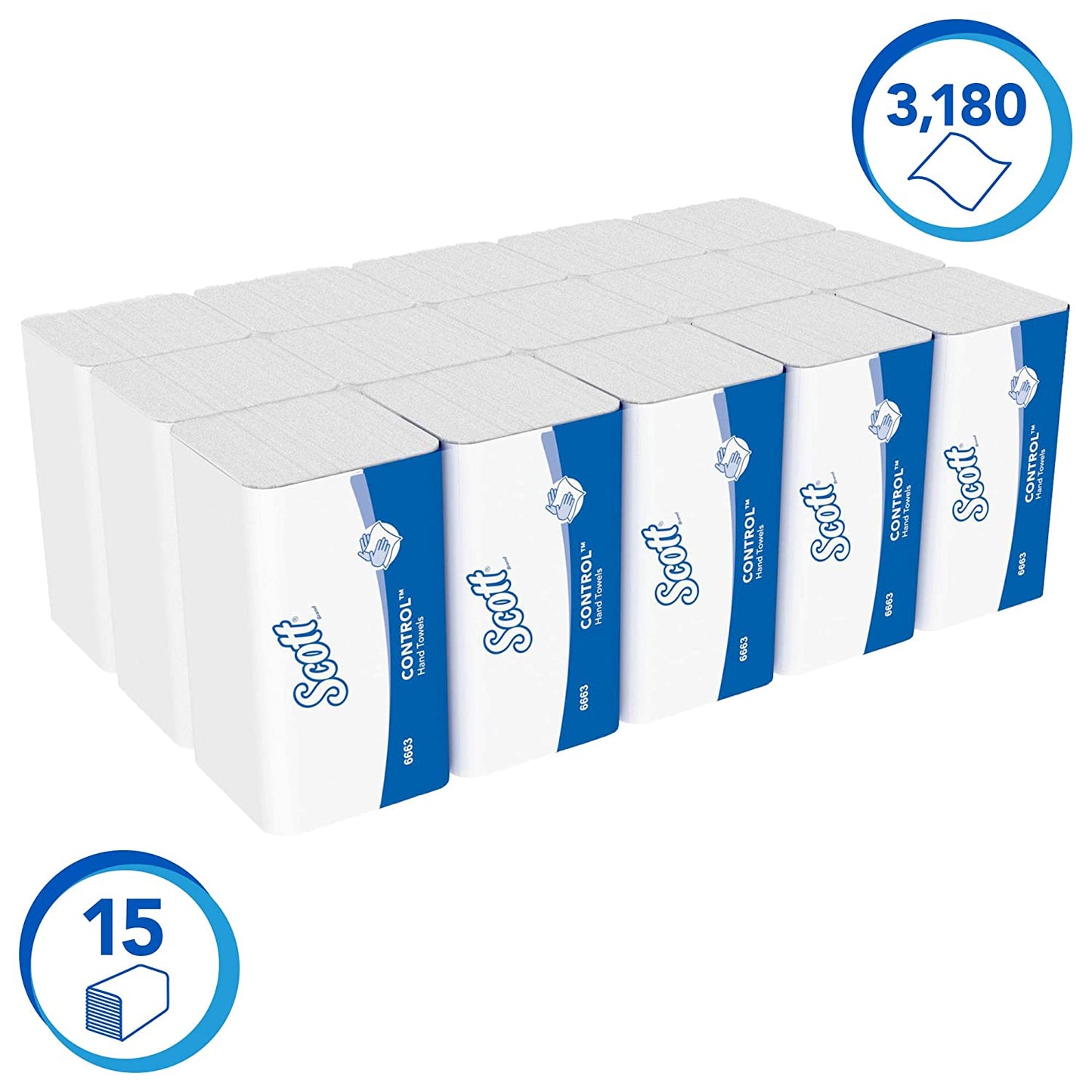 Scott Control Interfold Hand Towels 15 Packs x 212's {6663}