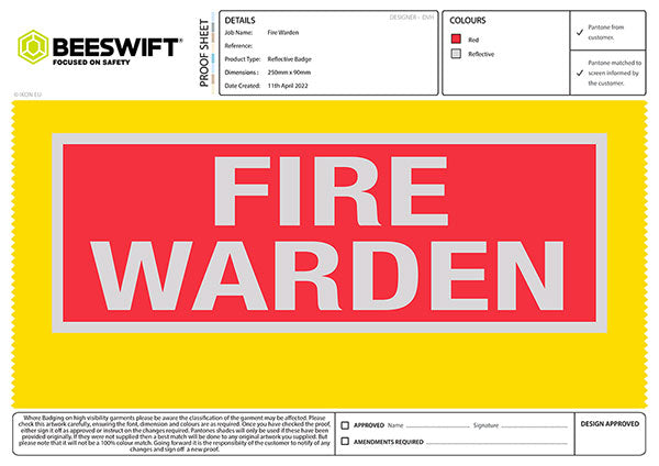Fire Warden Reflective Back Red