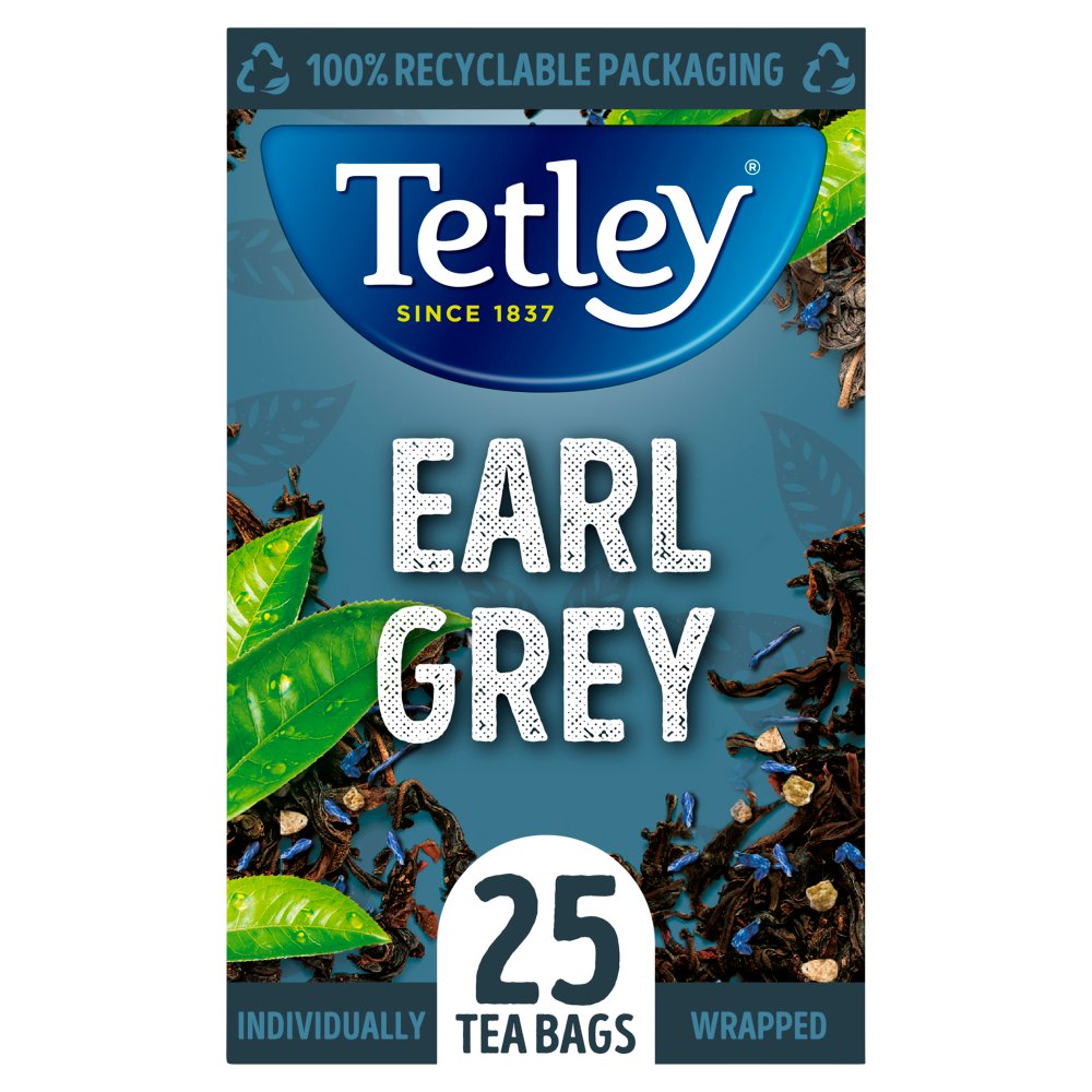 Tetley Earl Grey Teabags, Individually Wrapped & Enveloped 25's