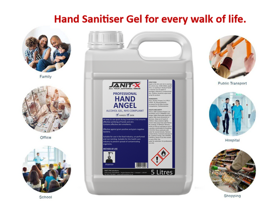 Janit-X Professional Clear Hand Angel Anti-Bacterial Alcohol Gel Sanitiser NHS Compliant 5 Litre