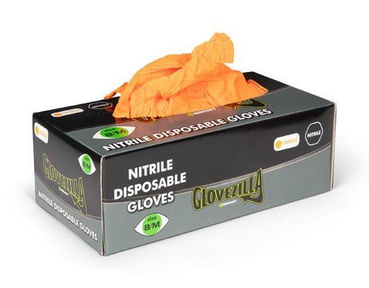 Beeswift Nitrile Disposable Gripper Glove Orange ALL SIZES
