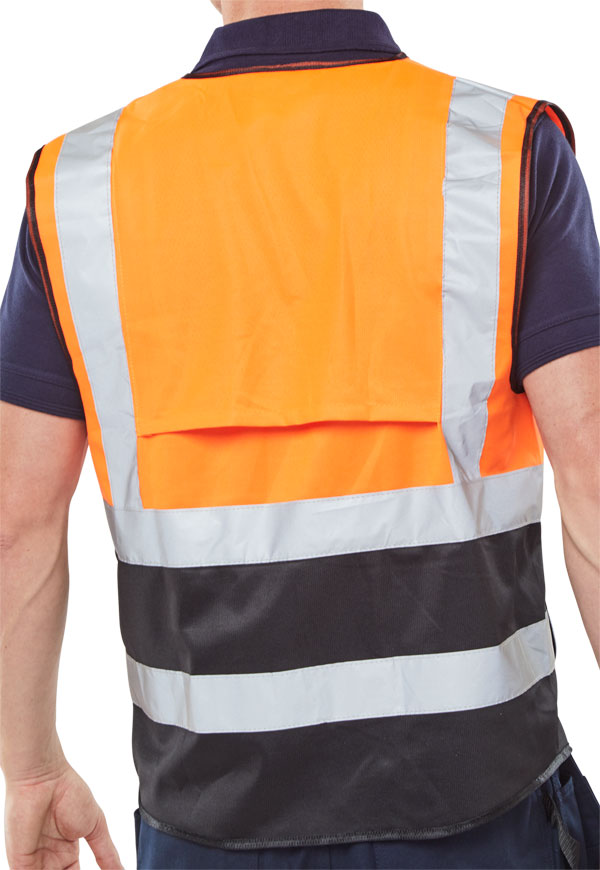 Two Tone Executive Waistcoat Orange/Black Small