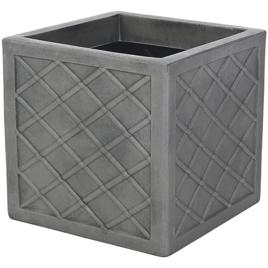 Strata Lazio Square Plastic Planter Plant Pot Grey 38cm - UK BUSINESS SUPPLIES