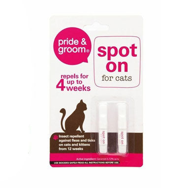 Pride & Groom Spot on Insect & Flea Repellent for Cats 2 Pack