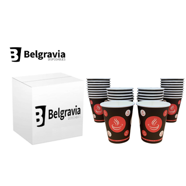 Belgravia 12oz Red & Black Single Walled Paper Cups 1000s