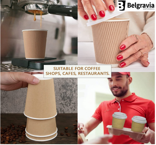Belgravia 12oz Triple Walled Kraft Ripple Paper Cups 25's