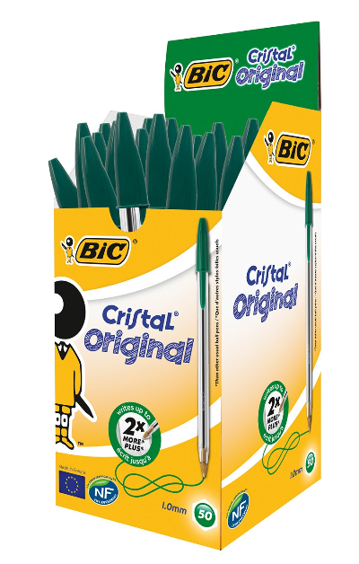 Bic Cristal Ballpoint Pen Medium Green (Pack of 50)