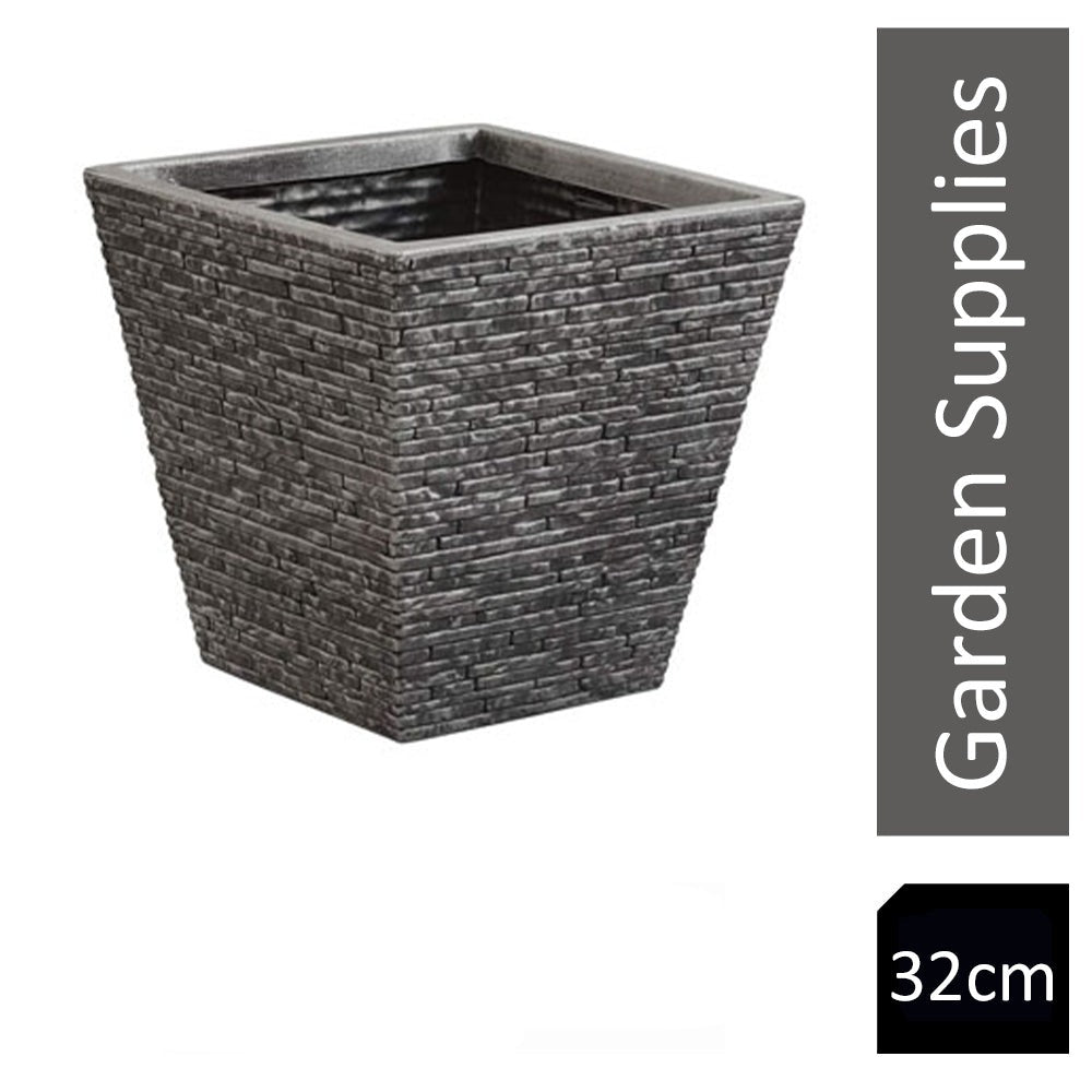 Strata Slate Pewter 32cm Short Planter - UK BUSINESS SUPPLIES