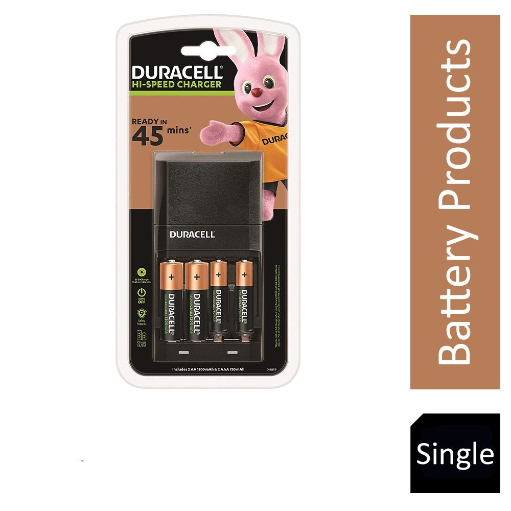 Duracell Hi-Speed Ready in 45 Minutes Battery Charger & 4 Batteries