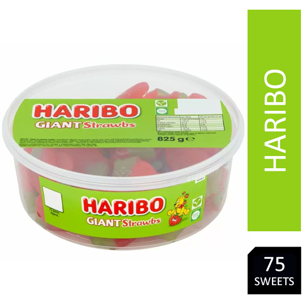 Haribo Giant Strawberries Sweets Drum 75's