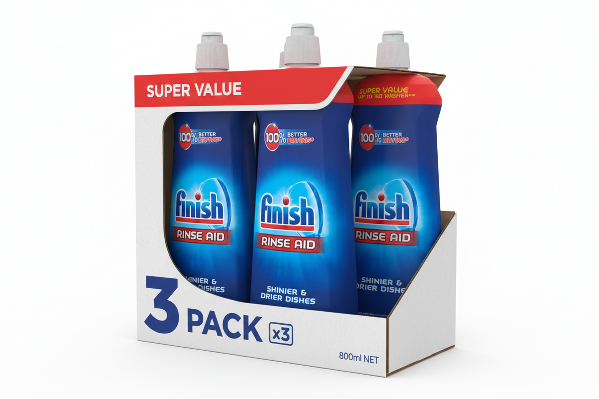 Finish Dishwasher Rinse & Shine Aid Original 800ml For Drier Glasses & Spot Prevention