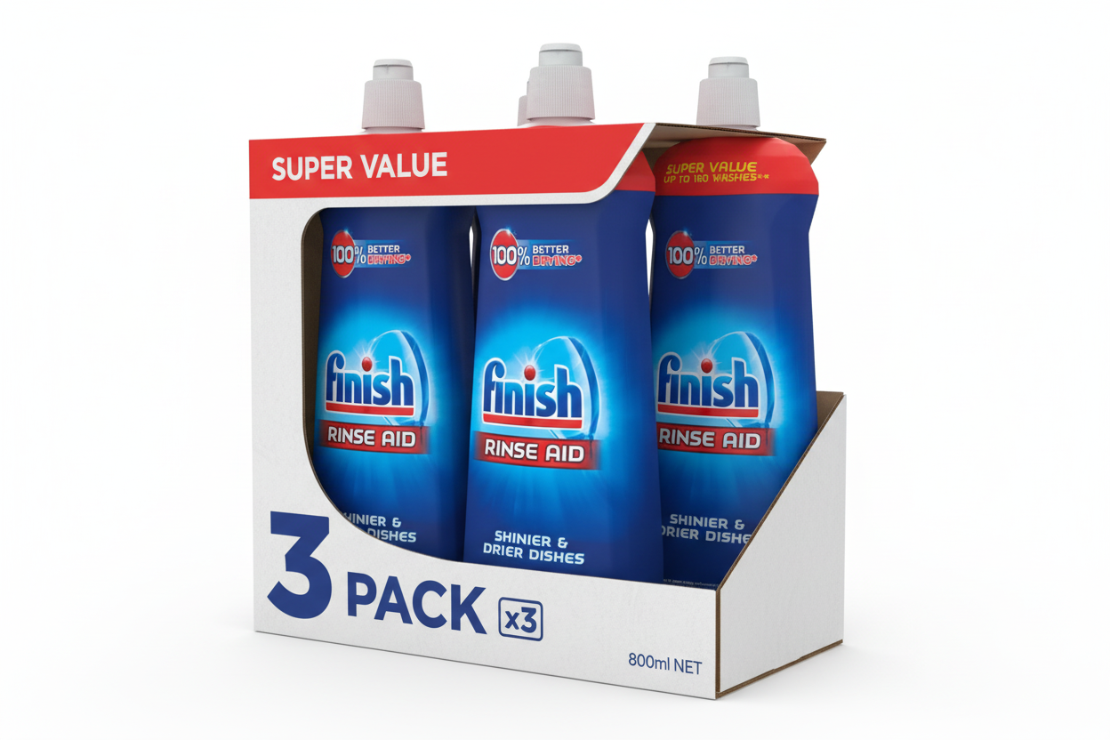 Finish Dishwasher Rinse & Shine Aid Original 800ml For Drier Glasses & Spot Prevention