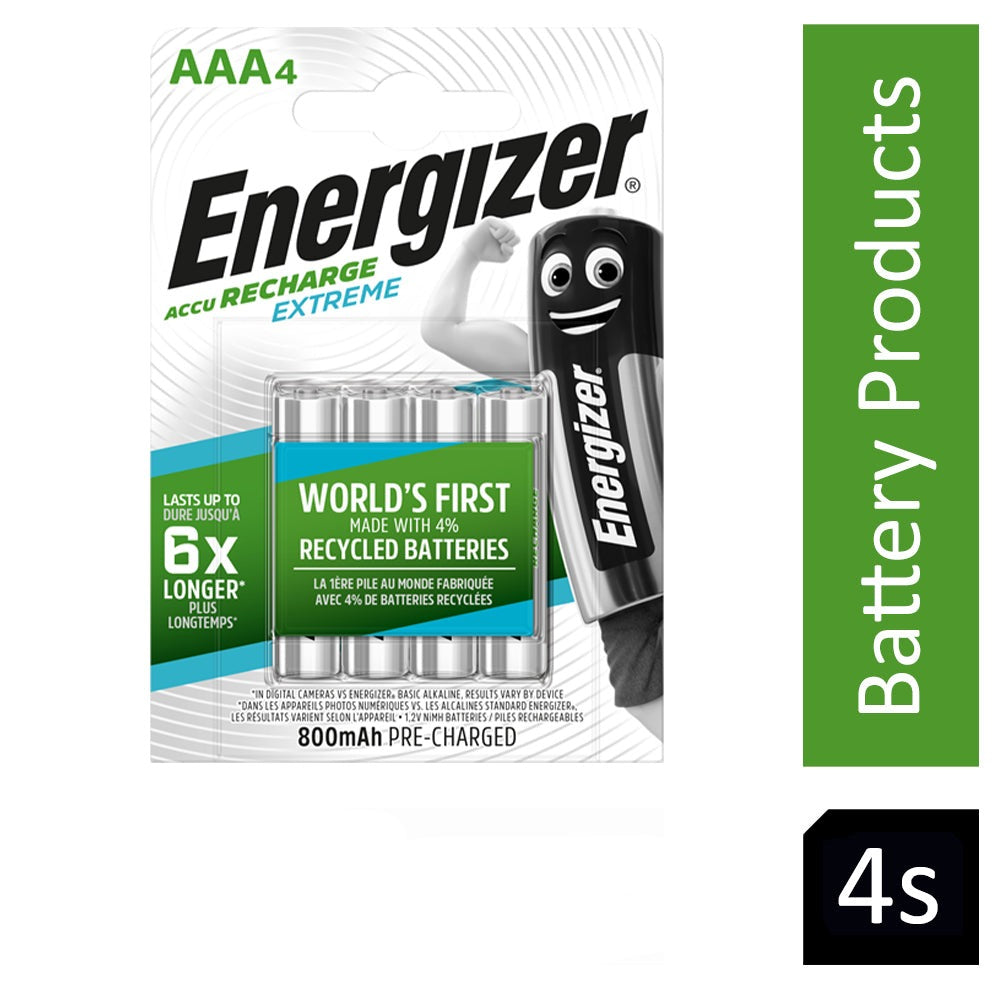 Energizer Rechargable Extreme Batteries AAA Pack 4's