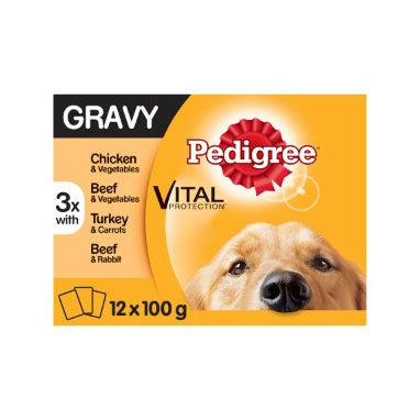 Pedigree Adult Dog Food Pouches Mixed Selection in Gravy 12 x 100g