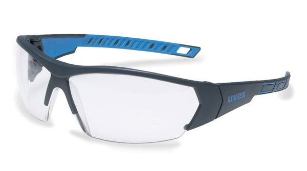Uvex I-Works Anthracite/Blue Frame Safety Glasses Clear Pack 10's