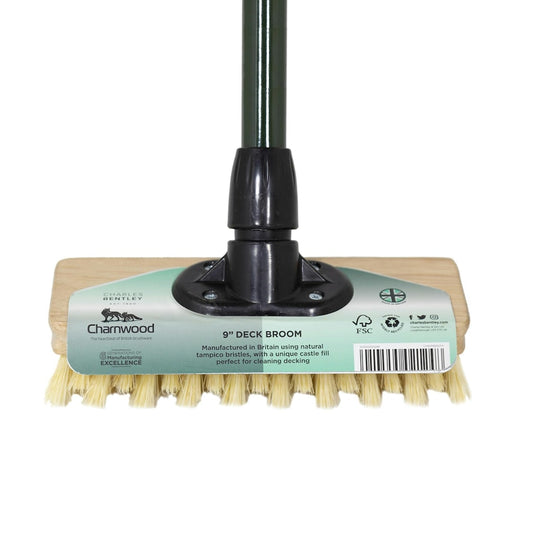 Charles Bentley Charnwood 9" Deck Broom & Scraper Garden Maintenance FSC