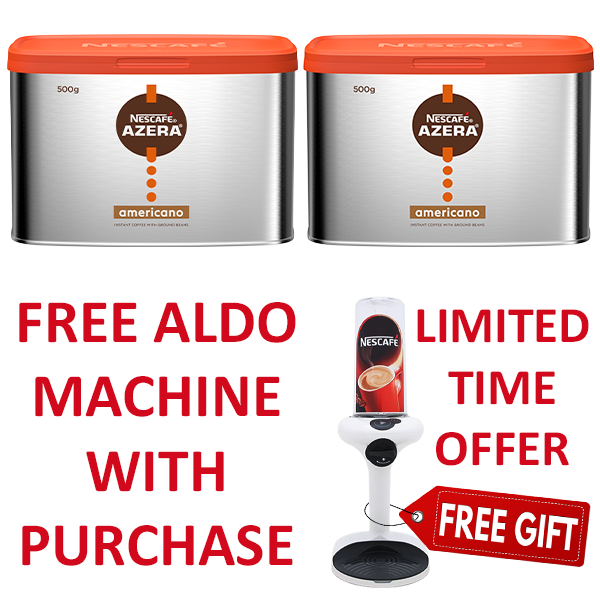 Nescafe Azera Americano Finely Ground Instant Coffee 2 x 500g & FREE Aldo Powder Dispenser Machine - UK BUSINESS SUPPLIES