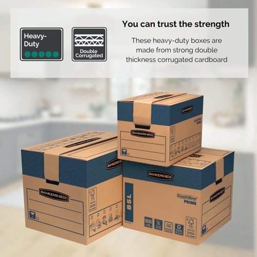 Bankers Box SmoothMove Prime Moving Box 127L XL Brown/Blue (Pack of 5) 6205401