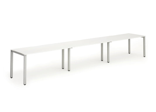 Dynamic Evolve Plus 1200mm Single Row 3 Person Desk White Top Silver Frame BE416