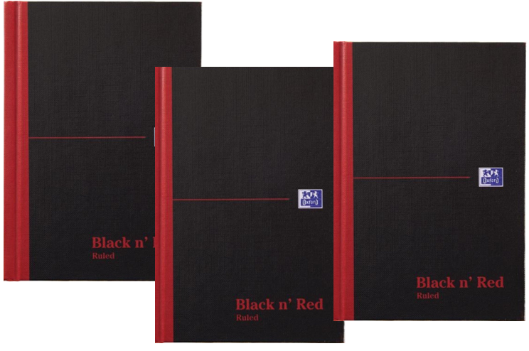 Black n' Red Casebound Smart Ruled Hardback Notebook A4 100080428 {3 Pack}