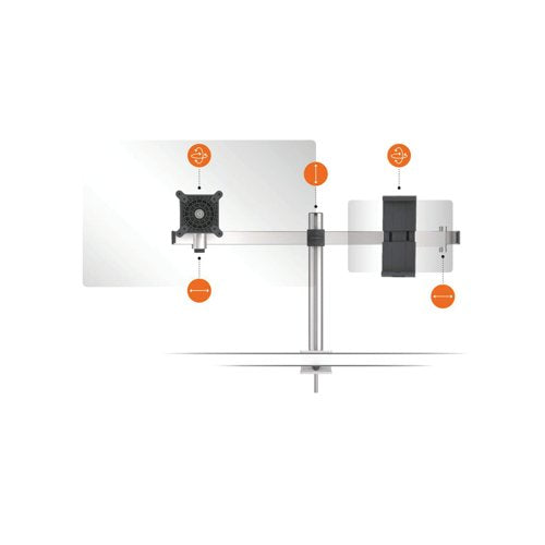 Durable Monitor Mount PRO for 1 Screen Up to 27in 1 Tablet Up to 13in + Desk Clamp Attachment 508723