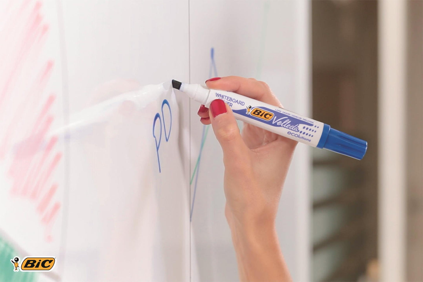 Bic Velleda 1751 Whiteboard Marker Chisel Tip 3.7-5.5mm Line Assorted Colours (Pack 4) - 904950