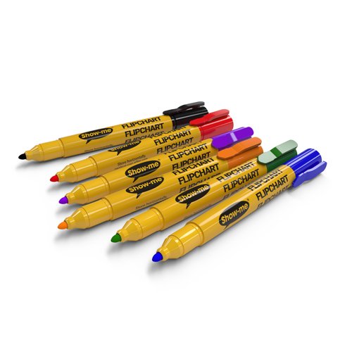 Show-me Flipchart Markers Bullet-Tip Assorted (Pack of 6) FCM6A