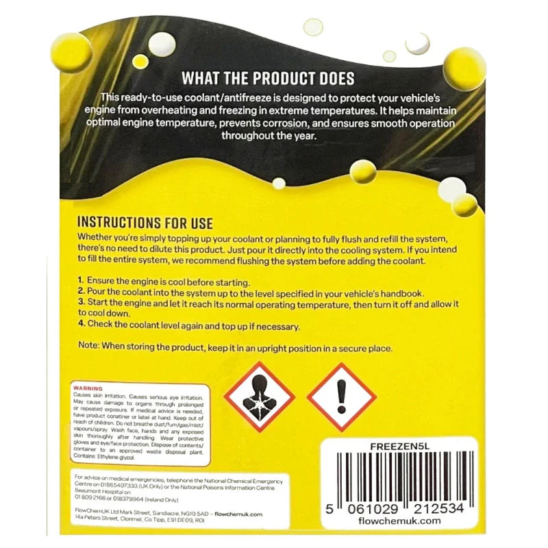 Flow Chemicals Ready To Use Anti-freeze Engine Coolant | 1 x 5L
