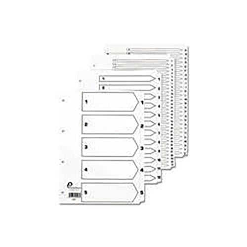 5 Star Office Index A-Z 26-Part Multipunched Mylar Tabs A4 White
