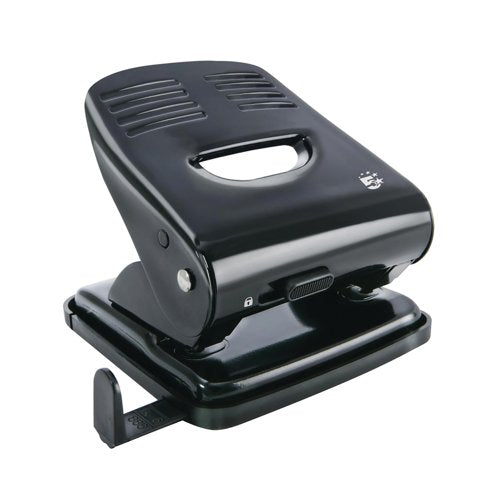 5 Star 2 Hole Punch Metal with Plastic Base Capacity 30 Sheets Black 918826
