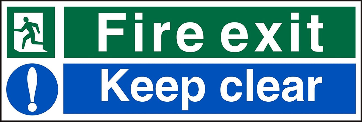 Stewart Superior Fire Exit Keep Clear Sign 450x150mm - SP126SAV-450X150
