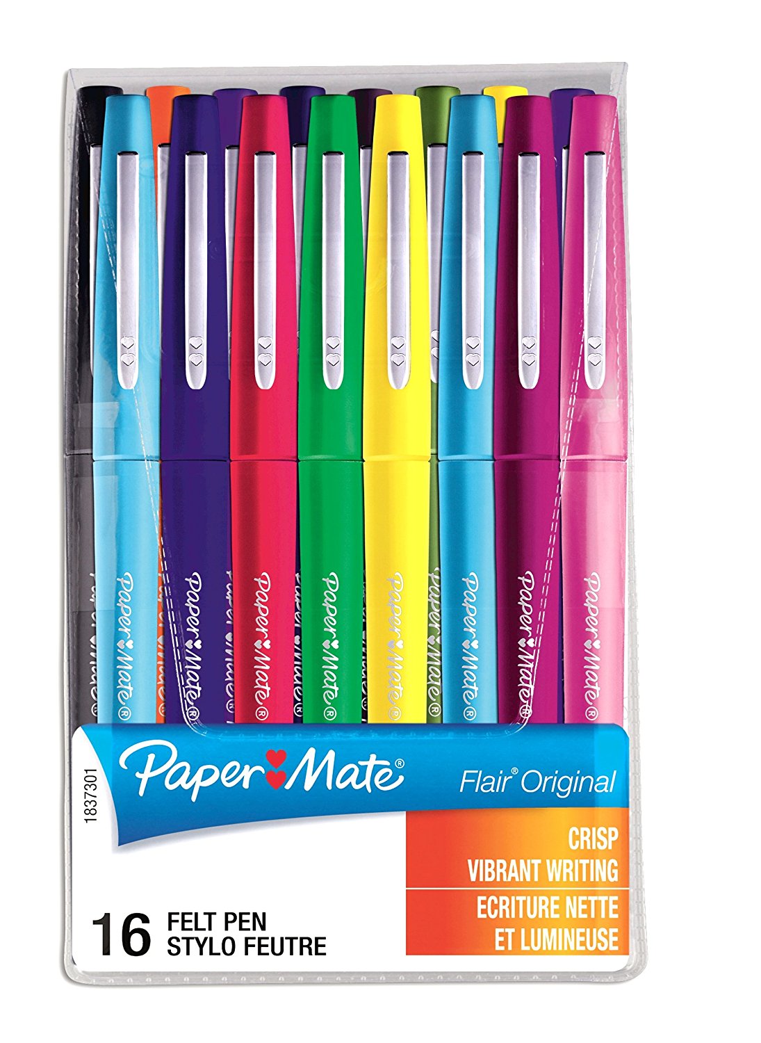 Paper Mate Flair Fibre Tip Pen Medium Point 0.7mm Assorted Colours (Pack 16) 2061394