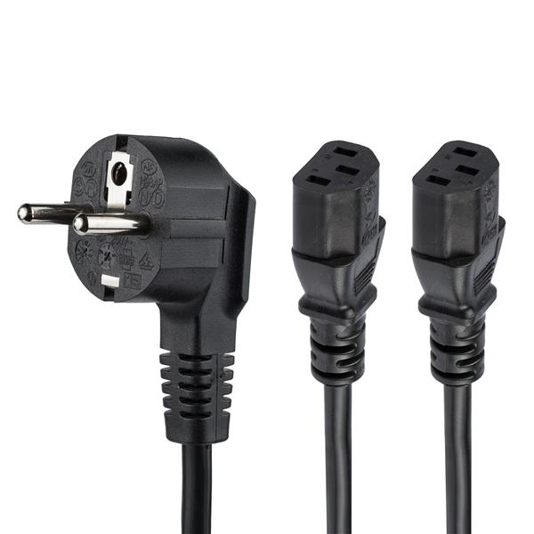 StarTech.com Power Cord Schuko CEE7 to 2x C13 2m