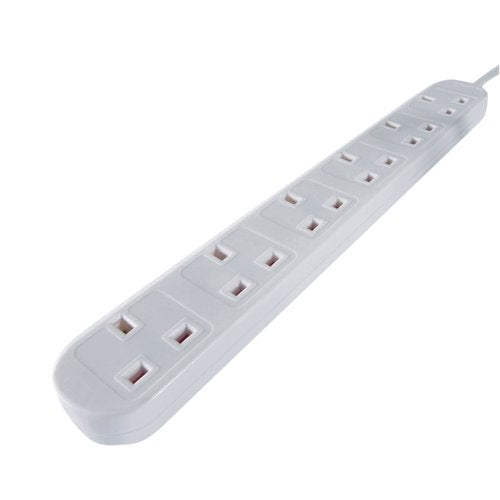 Connekt Gear 3M 6-Way Power Extension Lead White 27-6030