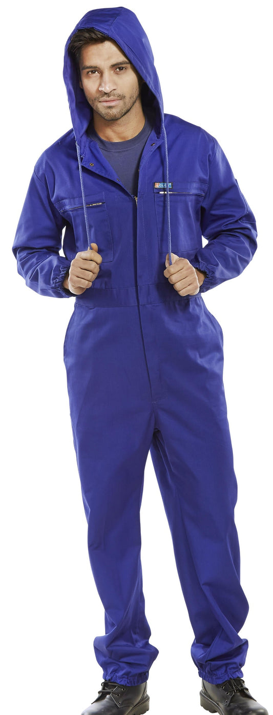 Hooded Boiler Suit Poly Cotton ROYAL BLUE {All Sizes}