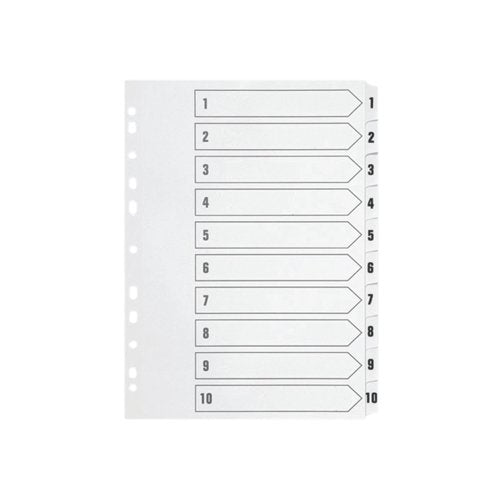 Q-Connect 1-10 Index Multi-Punched Reinforced Board Clear Tab A4 White KF01528