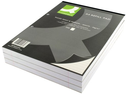 Q-Connect Feint Ruled Margin Headbound Refill Pad 400 Pages A4 (5 Pack) KF02234