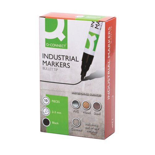 Q-Connect Industrial Marker Bullet Tip Black (Pack of 10)