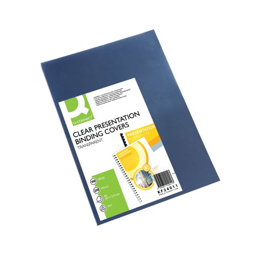Q-Connect Clear A4 PVC Binding Covers 250 Micron (Pack of 100) KF24011