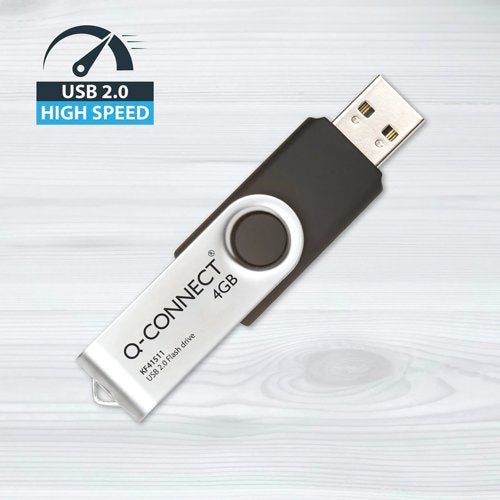 Q-Connect USB 2.0 Swivel 4GB Flash Drive Silver/Black KF41511