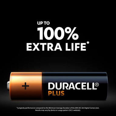 Duracell Plus AA Battery Alkaline 100% Extra Life (Pack of 4) 5009370 - UK BUSINESS SUPPLIES