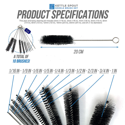 Kettle Spout Brush And Teapot Nozzle Brush Set – Pack Of 10 Assorted