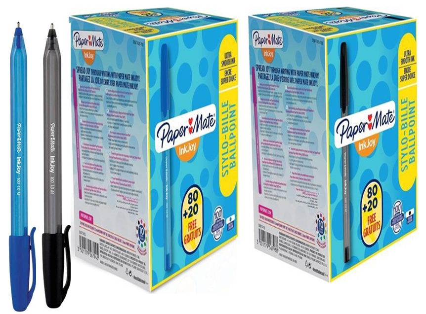 Paper Mate "InkJoy 100" Ball Pen / Black & Blue Pack of 160 plus 40 FREE {200 Pens}