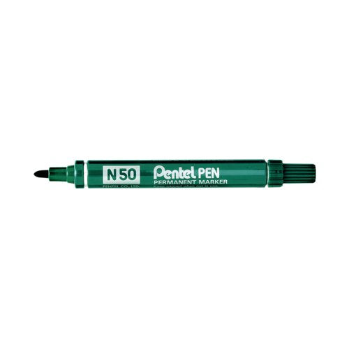 Pentel N50 Permanent Green Marker Bullet Tip (Pack of 12) N50-D