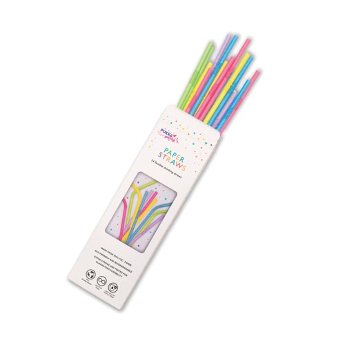 Pukka Party Flexible Drinking Straws Assorted (Pack of 24) PTY580