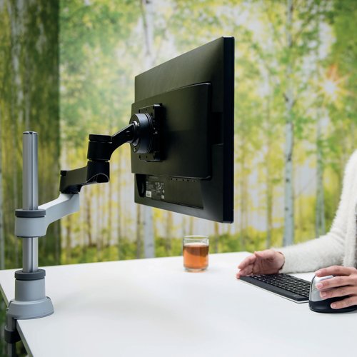 R-Go Zepher 4 C2 Single Monitor Arm Desk Mount Adjustable Black/Silver RGOVLZE4SI
